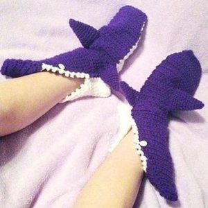 MADE TO ORDER! Purple Womans Shark socks/slippers